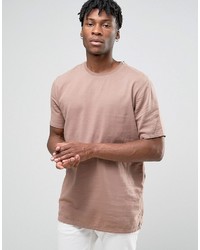 Asos Overhead Shirt In Slub Texture In Dusty Pink