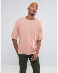 Asos Knitted Short Sleeve Boxy T Shirt In Dusty Pink