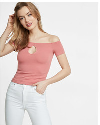 Express Off The Shoulder Keyhole Tee