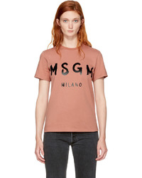 MSGM Pink Milano Logo T Shirt
