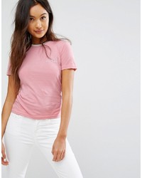 Jack Wills Pink Ringer T Shirt With Chest Logo