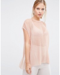 Asos T Shirt In Pleated Mesh
