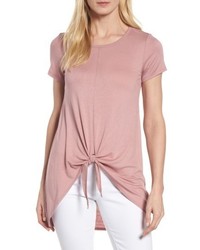 Bobeau Tie Front Highlow Tee