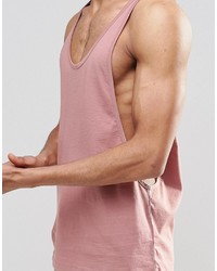 Asos Brand Tank With Exreme Dropped Armhole And Racer Back In Pink