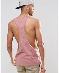 Asos Brand Tank With Exreme Dropped Armhole And Racer Back In Pink