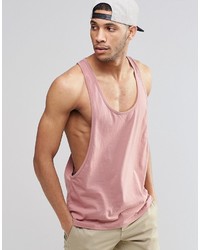 Asos Brand Tank With Exreme Dropped Armhole And Racer Back In Pink