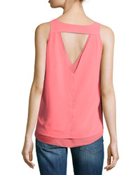 Cooper Ella Layered V Neck Tank Top Peony Pink