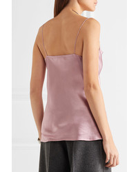 Protagonist Draped Hammered Charmeuse Camisole Pink
