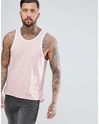 ASOS DESIGN Longline Skater Vest With Contrast Bound Hem In Pink
