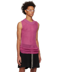 Rick Owens Pink Ribbed Tank Top