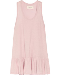 The Great Ruffled Cotton Jersey Tank Pastel Pink