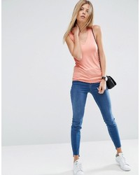 Asos Tank With V Neck And Panel Detail