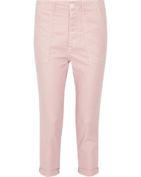 The Great Cropped Stretch Twill Tapered Pants Pastel Pink