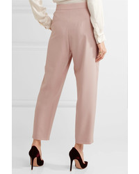 Max Mara Sartorial Wool Blend Tapered Pants Pink