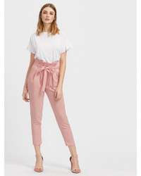 Shein Self Belted Pleated Tailored Pants