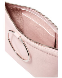Kara Ring Textured Leather Clutch Baby Pink