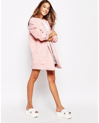 Motel River Boyfriend Coat In Pink Rib Wool