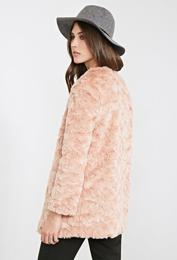 Forever 21 Textured Faux Fur Coat, $52 | Forever 21 | Lookastic