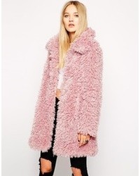 Unreal Fur De Fur Coat In Dusty Pink