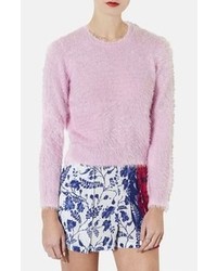 Pink Textured Crew-neck Sweater