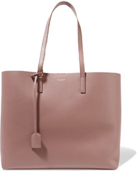 Pink Textured Leather Tote Bag