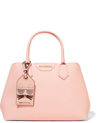 Karl Lagerfeld Lady Shopper Textured Leather Tote Pastel Pink