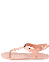 MICHAEL Michael Kors Michl Michl Kors Logo Plate Jelly Flat Thong Sandal Pale Pink