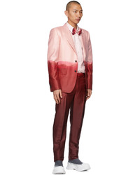 Alexander McQueen Pink Red Silk Dip Dye Bow Tie