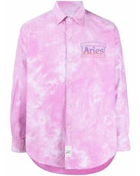 Pink Tie-Dye Corduroy Long Sleeve Shirt