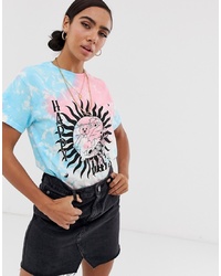 New Girl Order Boyfriend T Shirt In Tie Dye With Happy Days Graphic