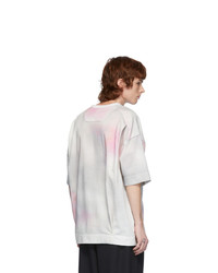 Juun.J Pink And Grey Logo Tie Dye T Shirt