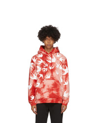 McQ Alexander McQueen Pink And Red Tie Dye Swallows Hoodie