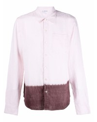 Pink Tie-Dye Linen Long Sleeve Shirt