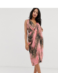 ASOS DESIGN Drape Front Midi Dress In Abstract Print