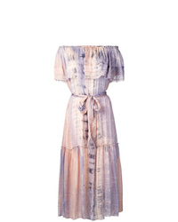 Pink Tie-Dye Off Shoulder Dress