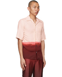 Alexander McQueen Pink Burgundy Gradient Print Short Sleeve Shirt