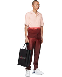 Alexander McQueen Pink Burgundy Gradient Print Short Sleeve Shirt