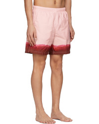Alexander McQueen Pink Burgundy Dip Dye Printed Swim Shorts