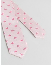 Asos Slim Tie With Flamingos