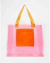 Echo Clear Tote Beach Bag With Pocket