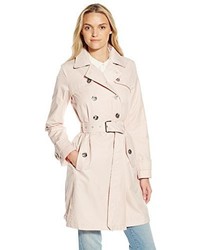Laundry by Shelli Segal Double Breasted Trench With Leopard Trim