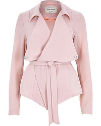 River Island Light Pink Cropped Drape Trench Coat