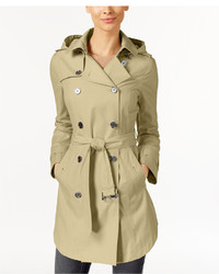 MICHAEL Michael Kors Michl Michl Kors Hooded Double Breasted Belted Raincoat
