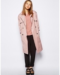 NW3 by Hobbs Nw3 Tara Trench Coat In Oversized Fit Flamingo Pink