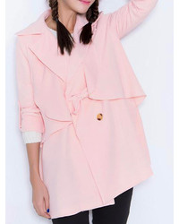 Choies Pink Double Breasted Belted Trench Coat