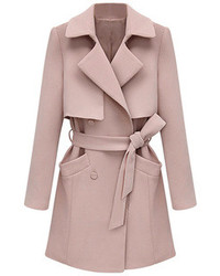 Choies Pink Double Breasted Trench Coat