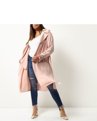 River Island Plus Pink Tie Waist Duster Trench Coat