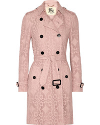 Burberry The Kensington Crocheted Cotton Blend Trench Coat Antique Rose