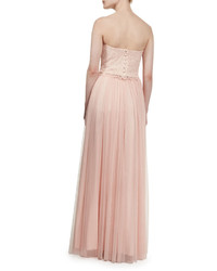 Donna Morgan Adeline Strapless Lace Tulle Combo Gown