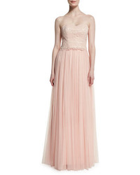 Donna Morgan Adeline Strapless Lace Tulle Combo Gown
